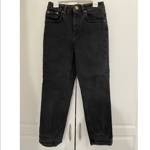 ASOS Design High Rise Mom Jeans in Washed Black Waist 26”